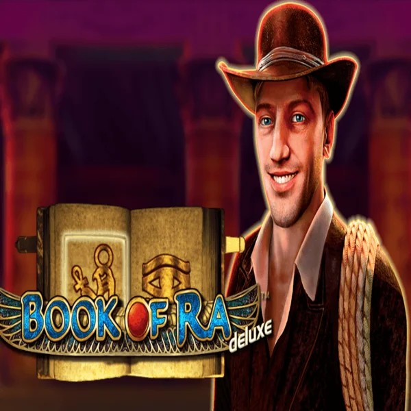 Book of Ra Deluxe online game logo by Novomatic on pelikaani-casinos.fi