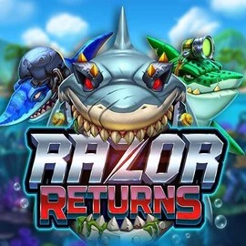 Razor Returns slot logo by Push Gaming at Pelikaani Casino