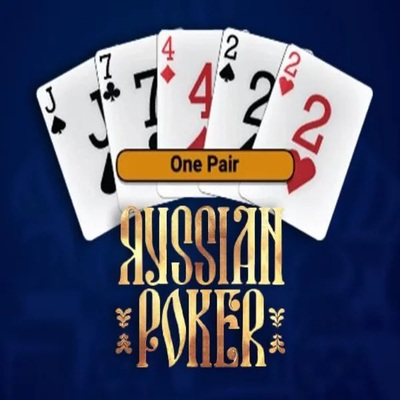 Russian Poker slot logo by OneTouch Games at Pelikaani Casino